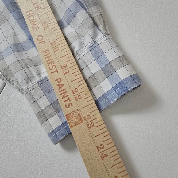 John W. Nordstrom Men's Blue Plaid Cotton Classic Causal Shirt Pocket Office M - Picture 9 of 12